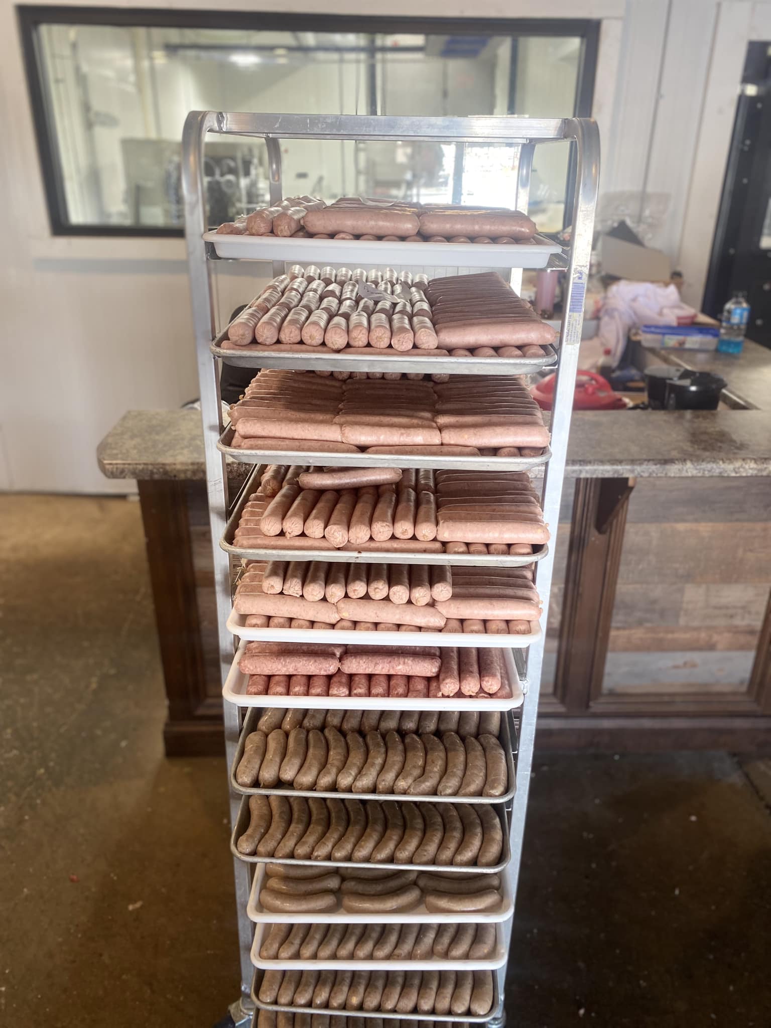 Sausage rack at Indian Creek Meats Poplar Bluff